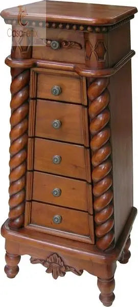 Tall Pyramid Jewellery Chest Cupboard Solid Mahogany Jewelry Box - CasaFenix