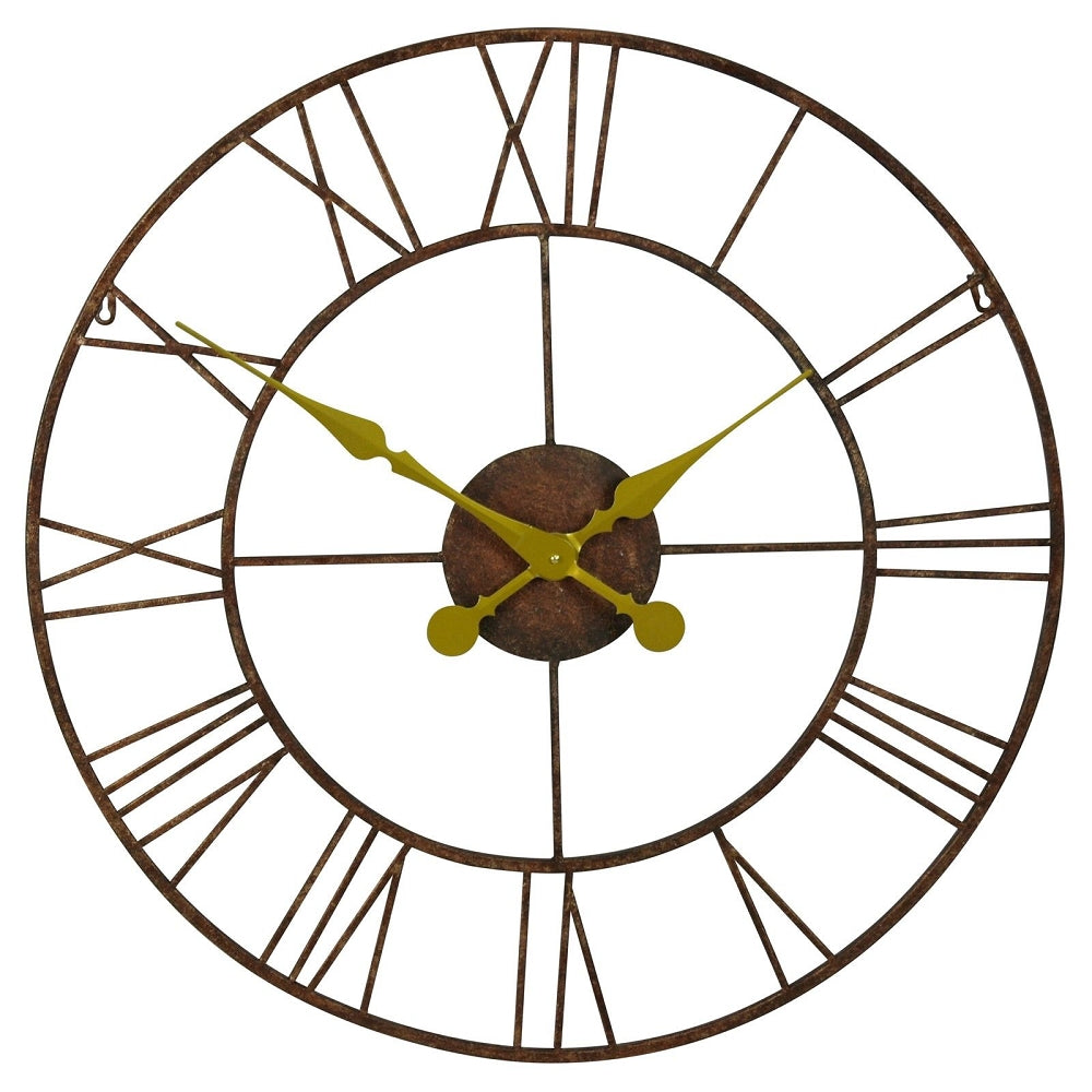 Rustic Metal 76cm Wall Clock with Gold Hands CasaFenix