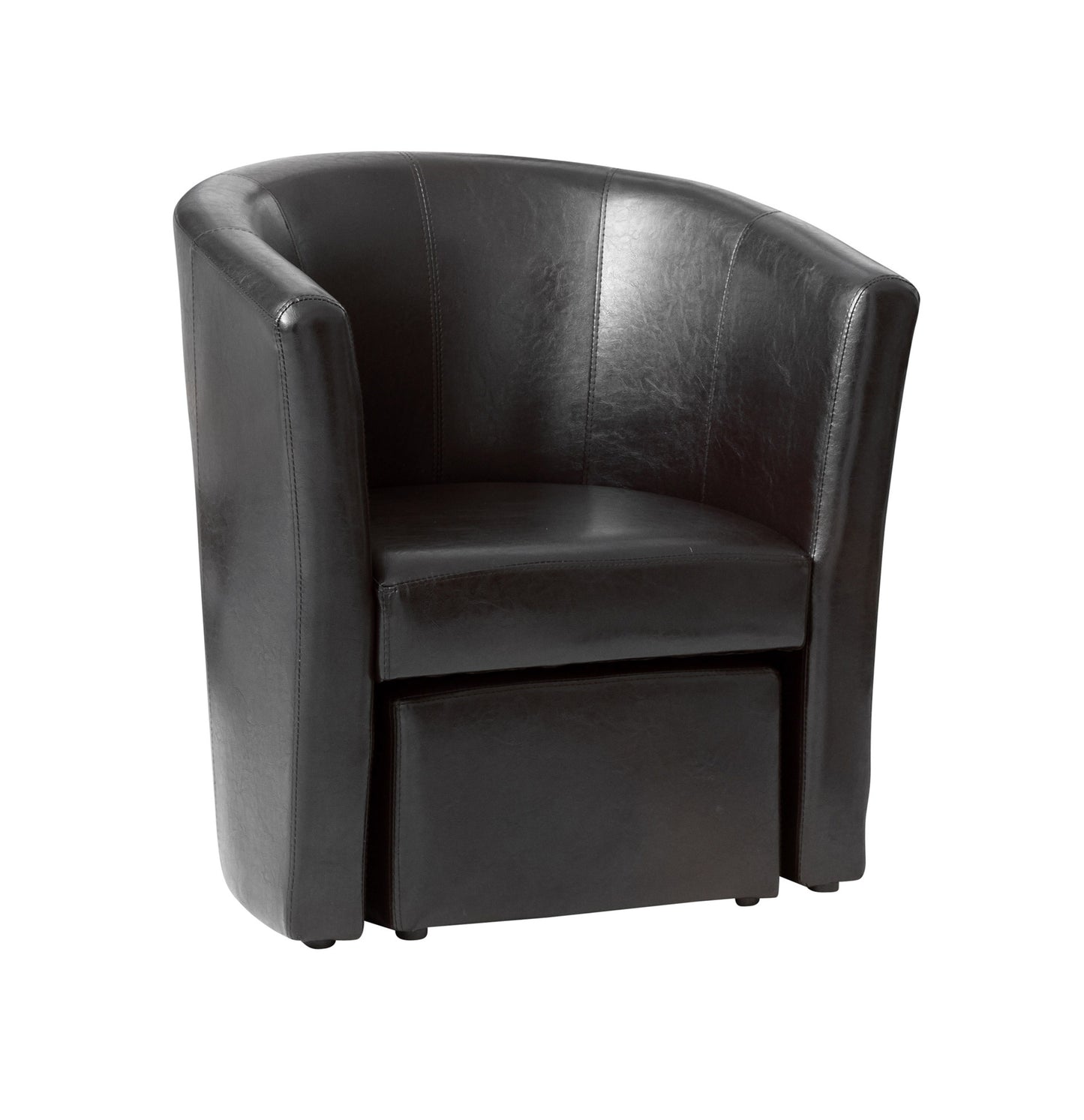 Single Tub Arm Chair with hidden foot stool in black, brown, or cream. - CasaFenix