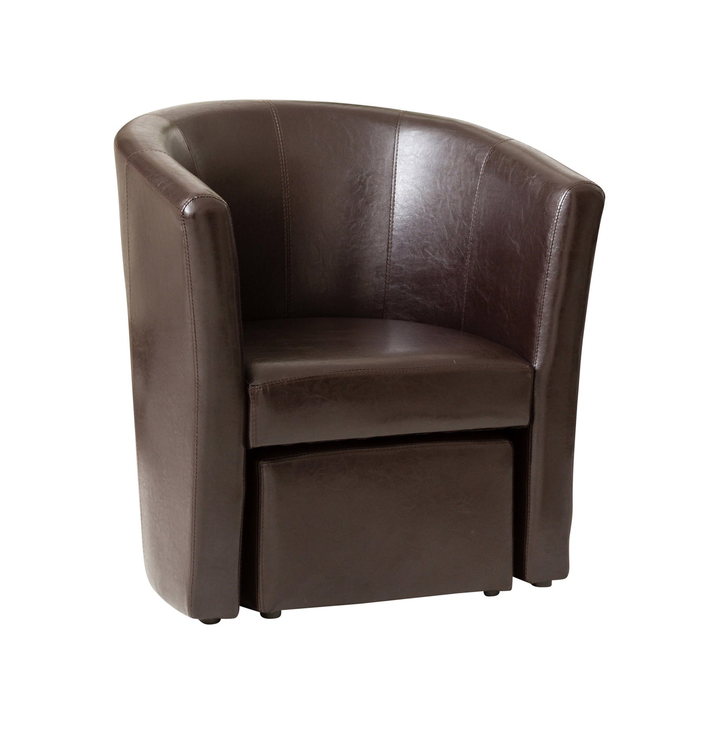 Single Tub Arm Chair with hidden foot stool in black, brown, or cream. - CasaFenix