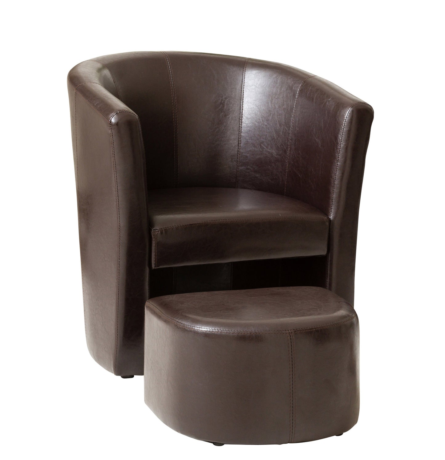 Single Tub Arm Chair with hidden foot stool in black, brown, or cream. - CasaFenix