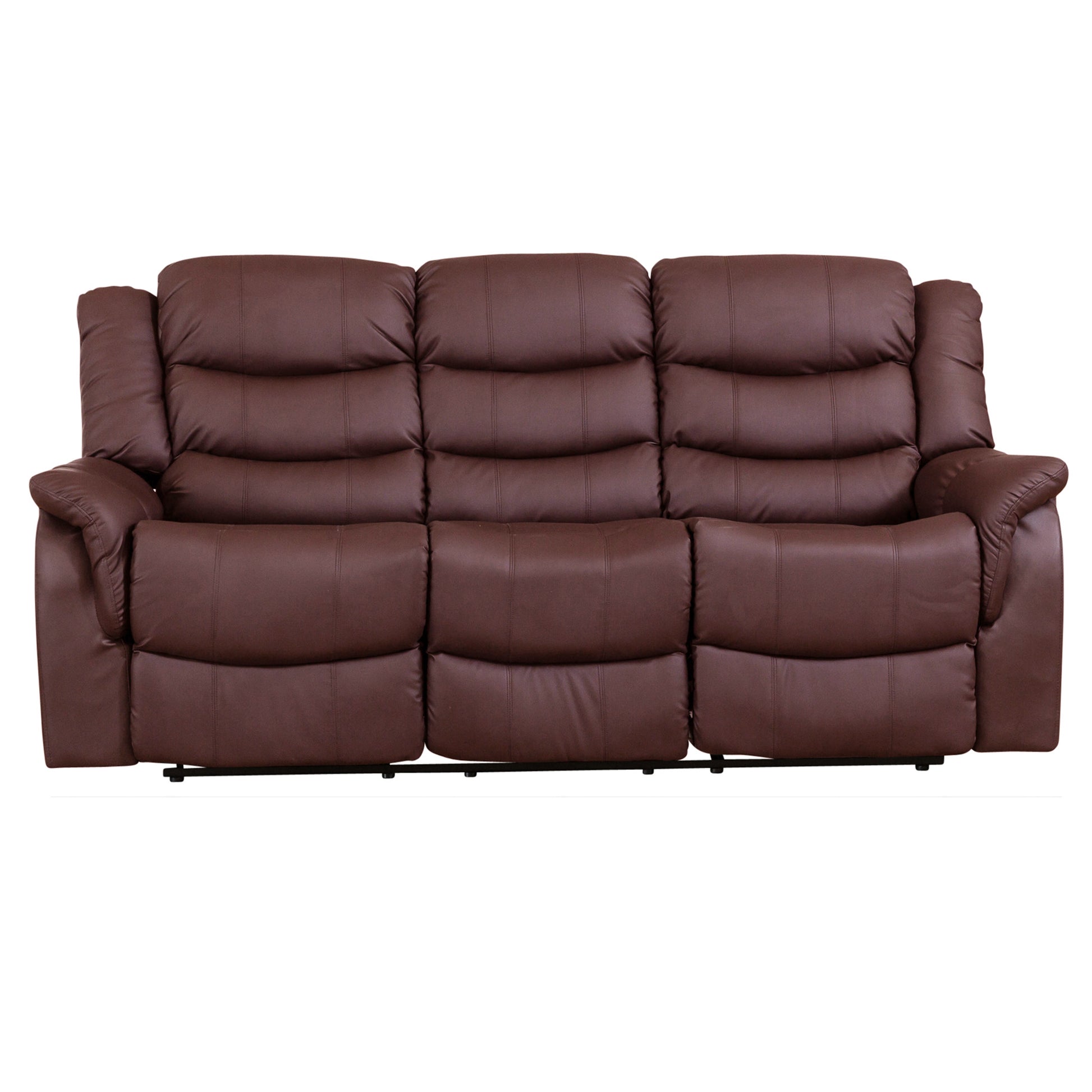 Mid Size Commercial Grade Leather Recliner Sofa Available in Black, Brown, Burgundy, Cream, Grey * - CasaFenix