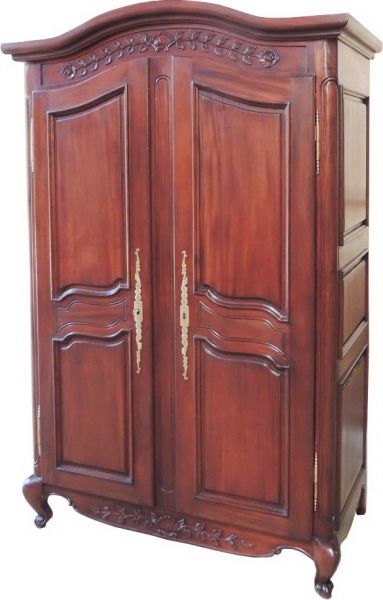 Arch Top French 2 Door Armoire Double Wardrobe Solid Mahogany - CasaFenix