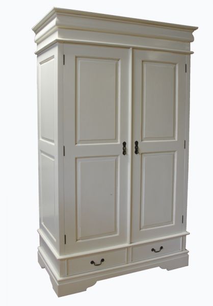 Sleigh French 2 Door 2 Drawer Armoire Double Wardrobe Solid Mahogany - CasaFenix