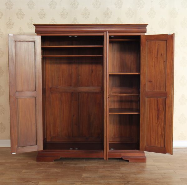 French 3 Door Triple Wardrobe Solid Mahogany - CasaFenix