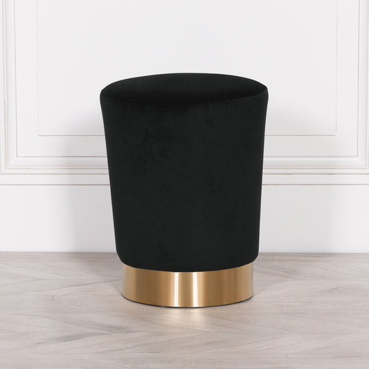 Black Velvet Round Stool