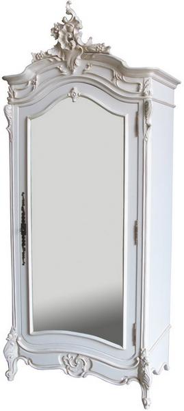 Mirrored Arch Top French 1 Door Armoire Double Wardrobe Solid Mahogany - CasaFenix