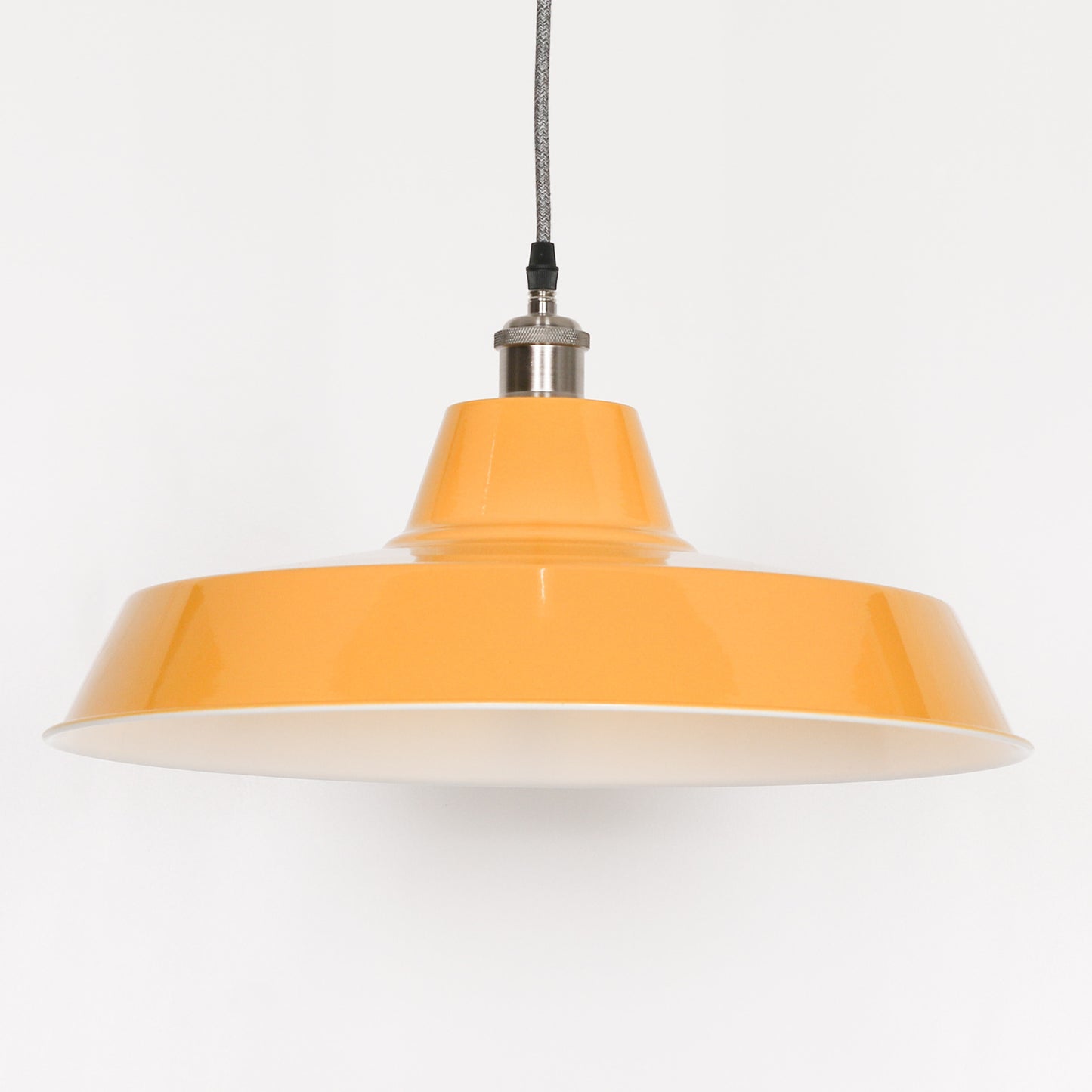 Factory Style Mustard Yellow Enamel Painted 46cm Pendant Light