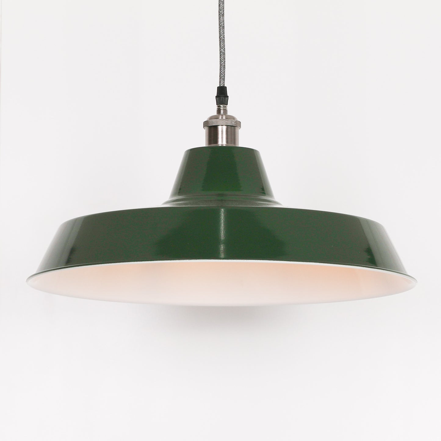 Factory Style British Green Enamel Painted 46cm Pendant Light