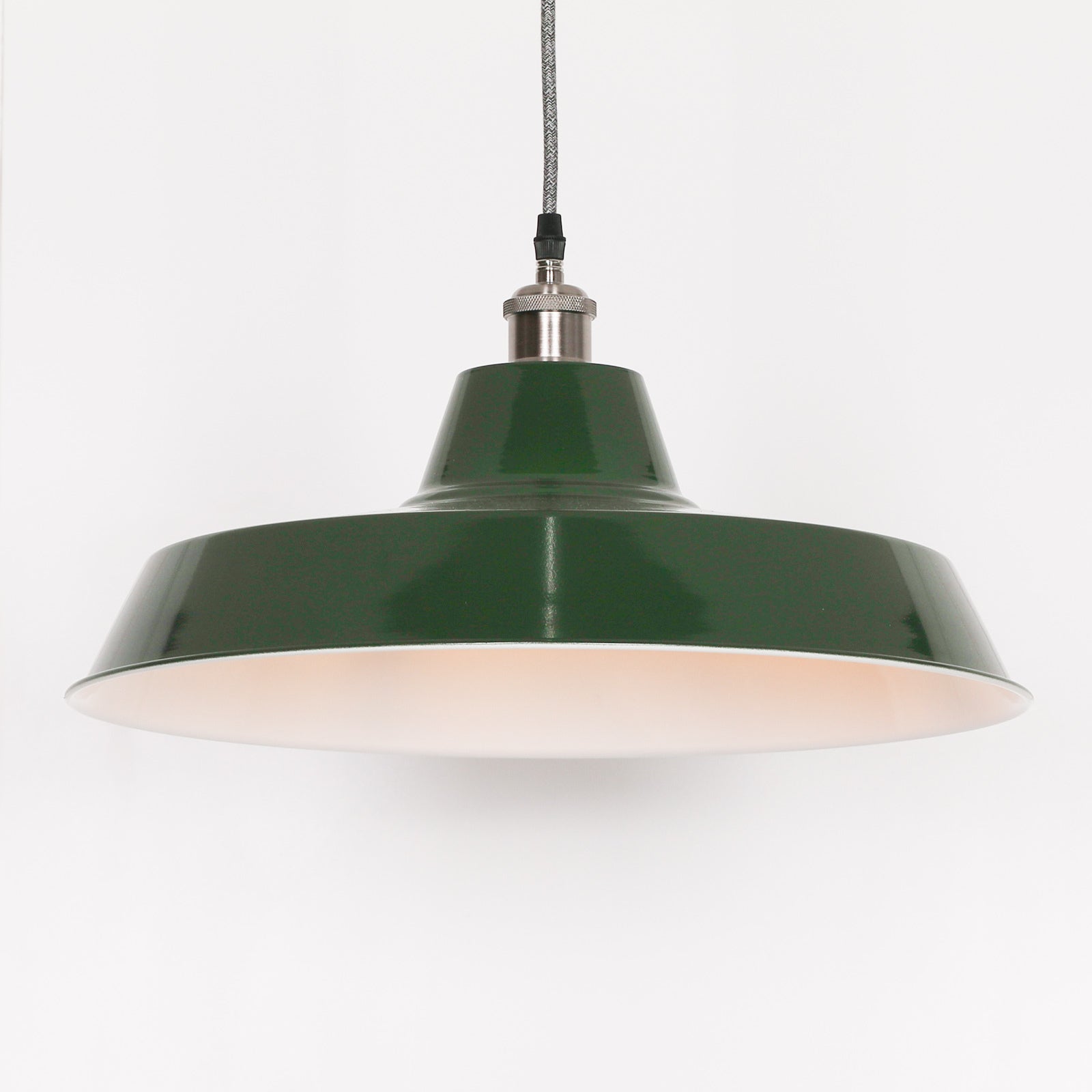 Factory Style British Green Enamel Painted 46cm Pendant Light