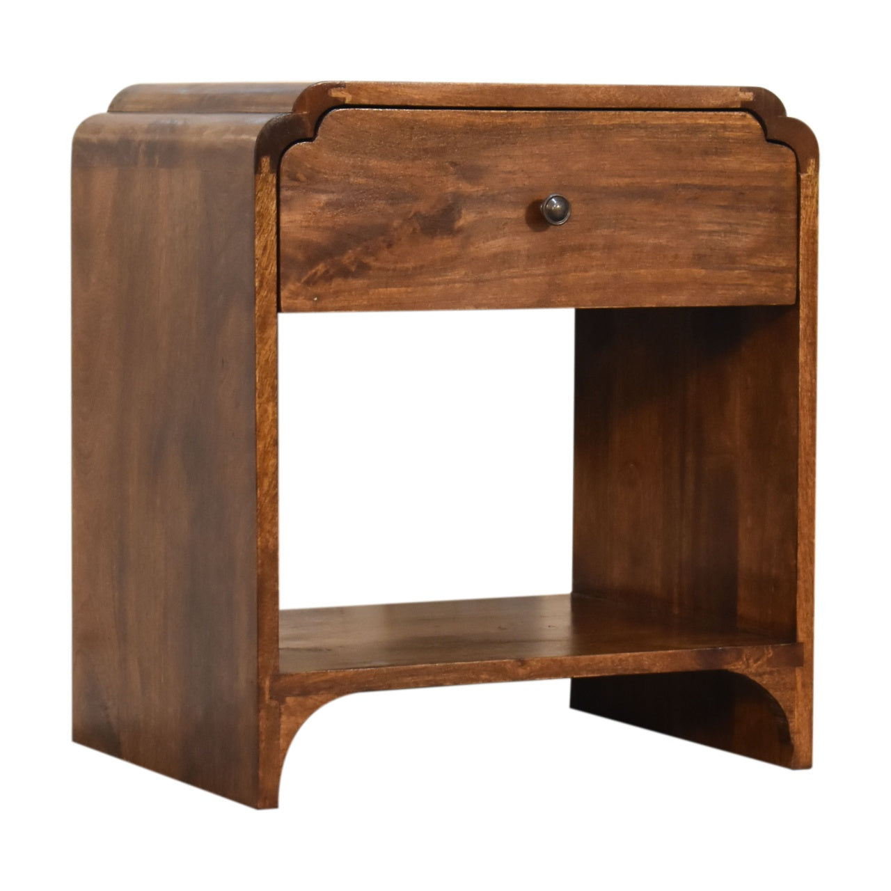 Newton Bedside 1 Drawer & 1 Shelf Made from Solid Mango Wood Chestnut Finish - CasaFenix