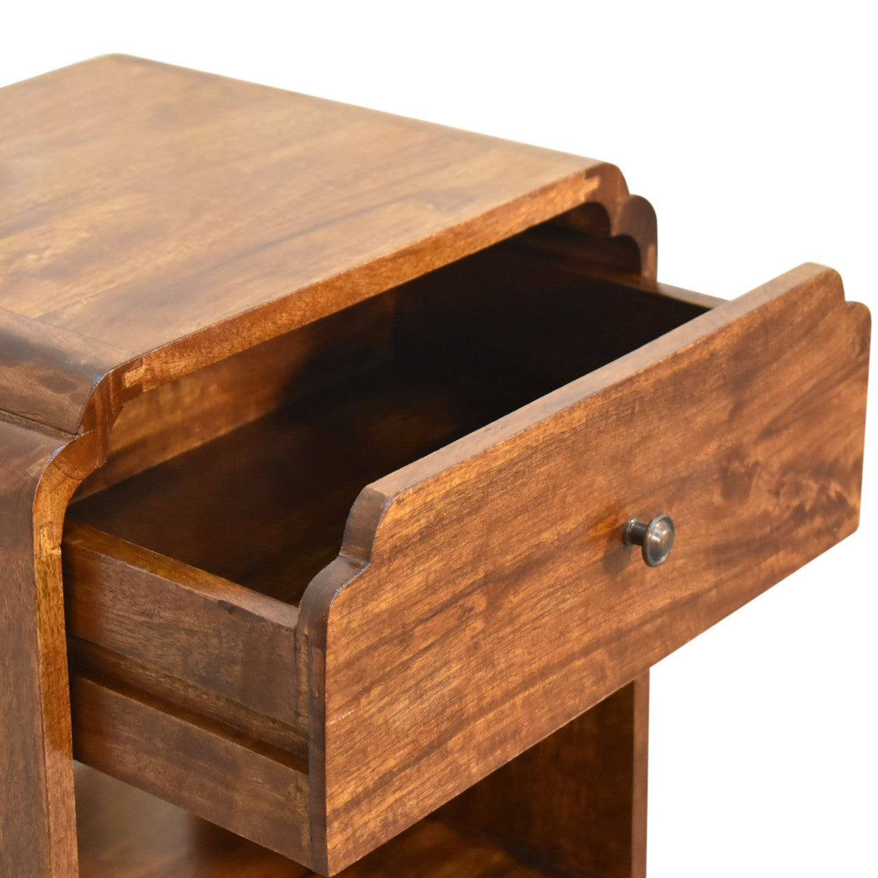 Newton Bedside 1 Drawer & 1 Shelf Made from Solid Mango Wood Chestnut Finish - CasaFenix