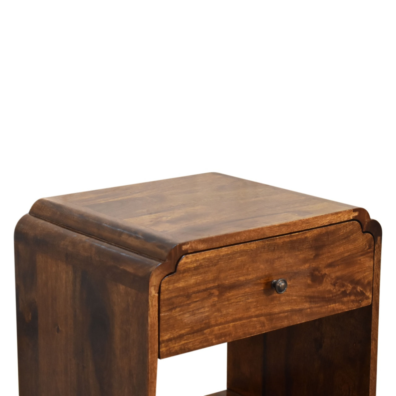 Newton Bedside 1 Drawer & 1 Shelf Made from Solid Mango Wood Chestnut Finish - CasaFenix