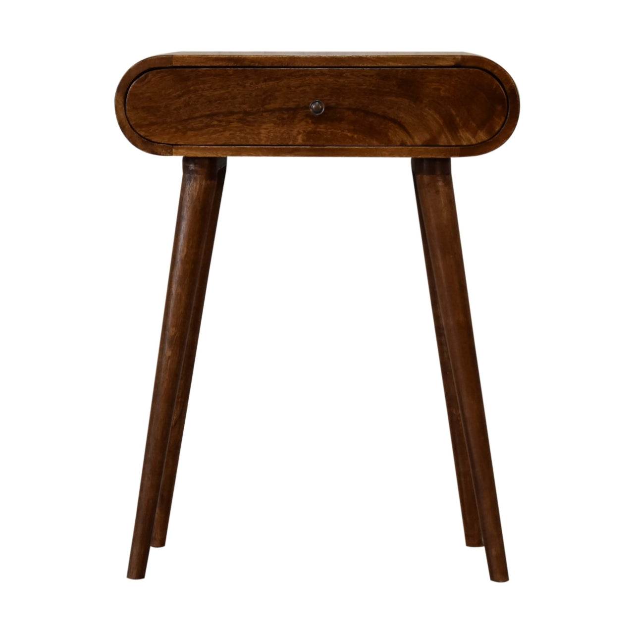 Mini Rounded Mini Chestnut Console Table 1 Drawer Solid Mango Wood - CasaFenix