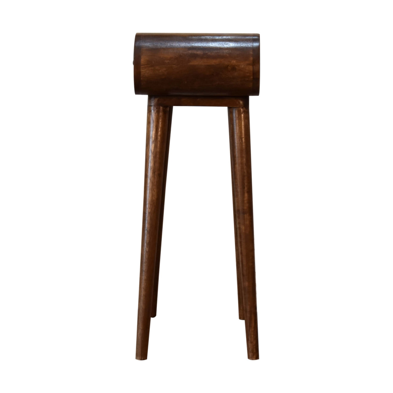 Mini Rounded Mini Chestnut Console Table 1 Drawer Solid Mango Wood - CasaFenix
