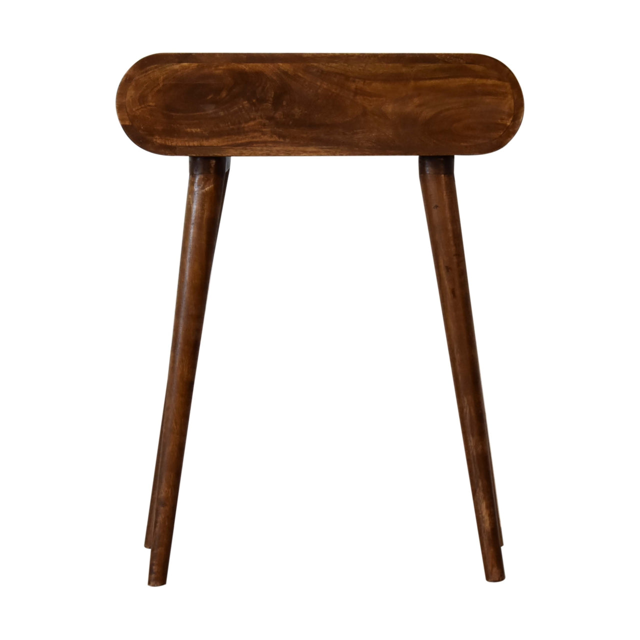 Mini Rounded Mini Chestnut Console Table 1 Drawer Solid Mango Wood - CasaFenix