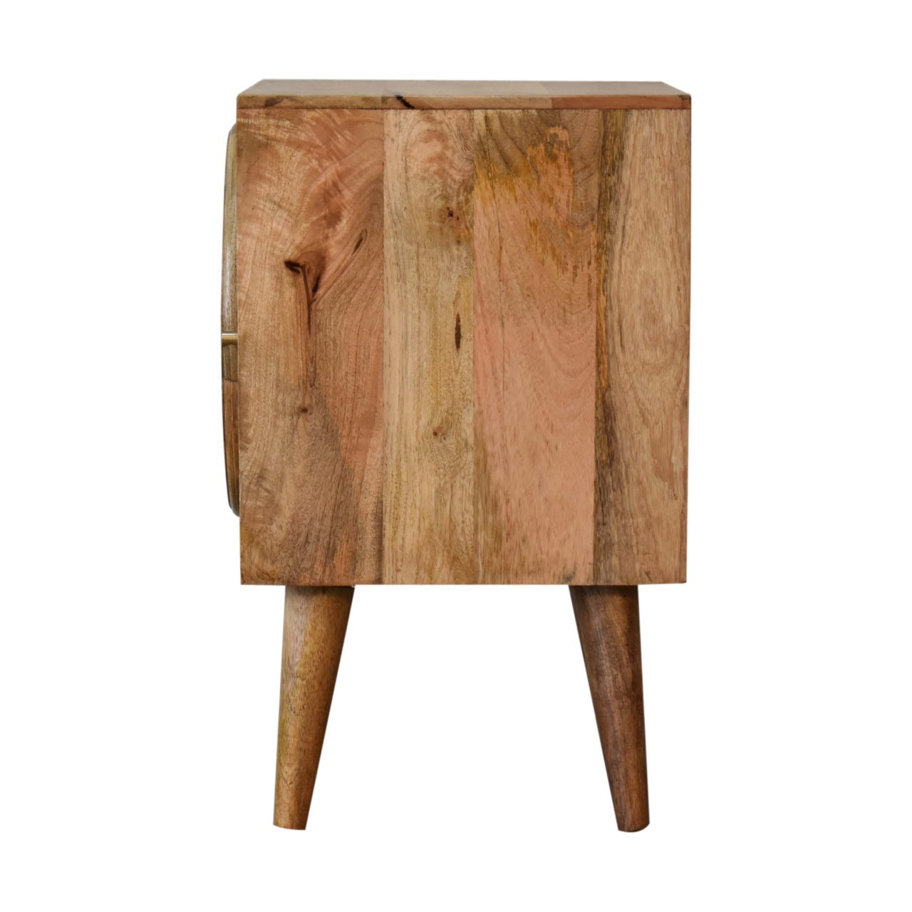 Larissa 1 Door Bedside Table with 2 Internal Drawers Oak finish Mango Wood - CasaFenix