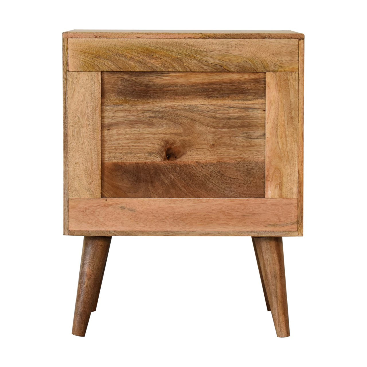 Larissa 1 Door Bedside Table with 2 Internal Drawers Oak finish Mango Wood - CasaFenix