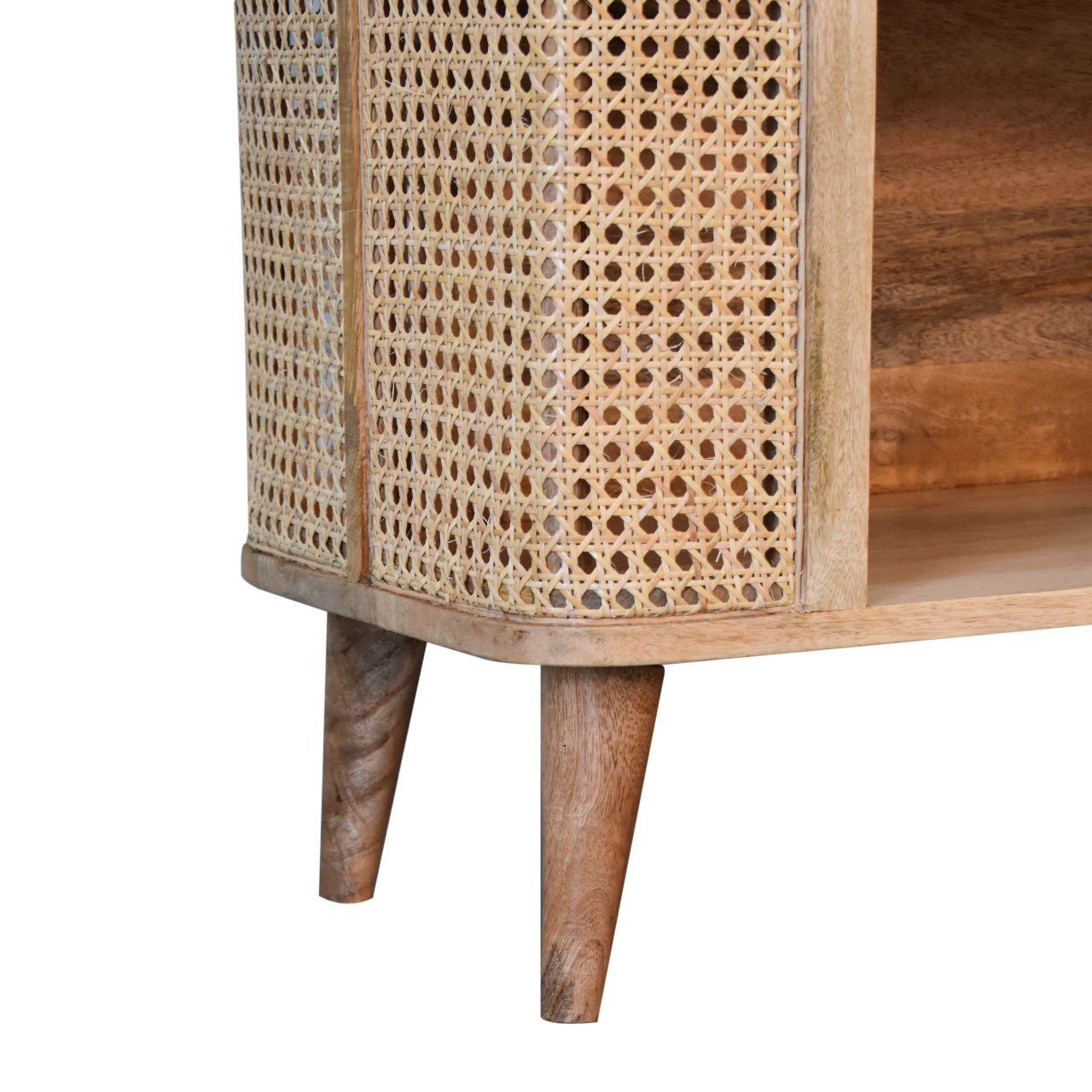 Larissa Open Cabinet Rattan & Mango Wood Bookcase Storage Unit - CasaFenix