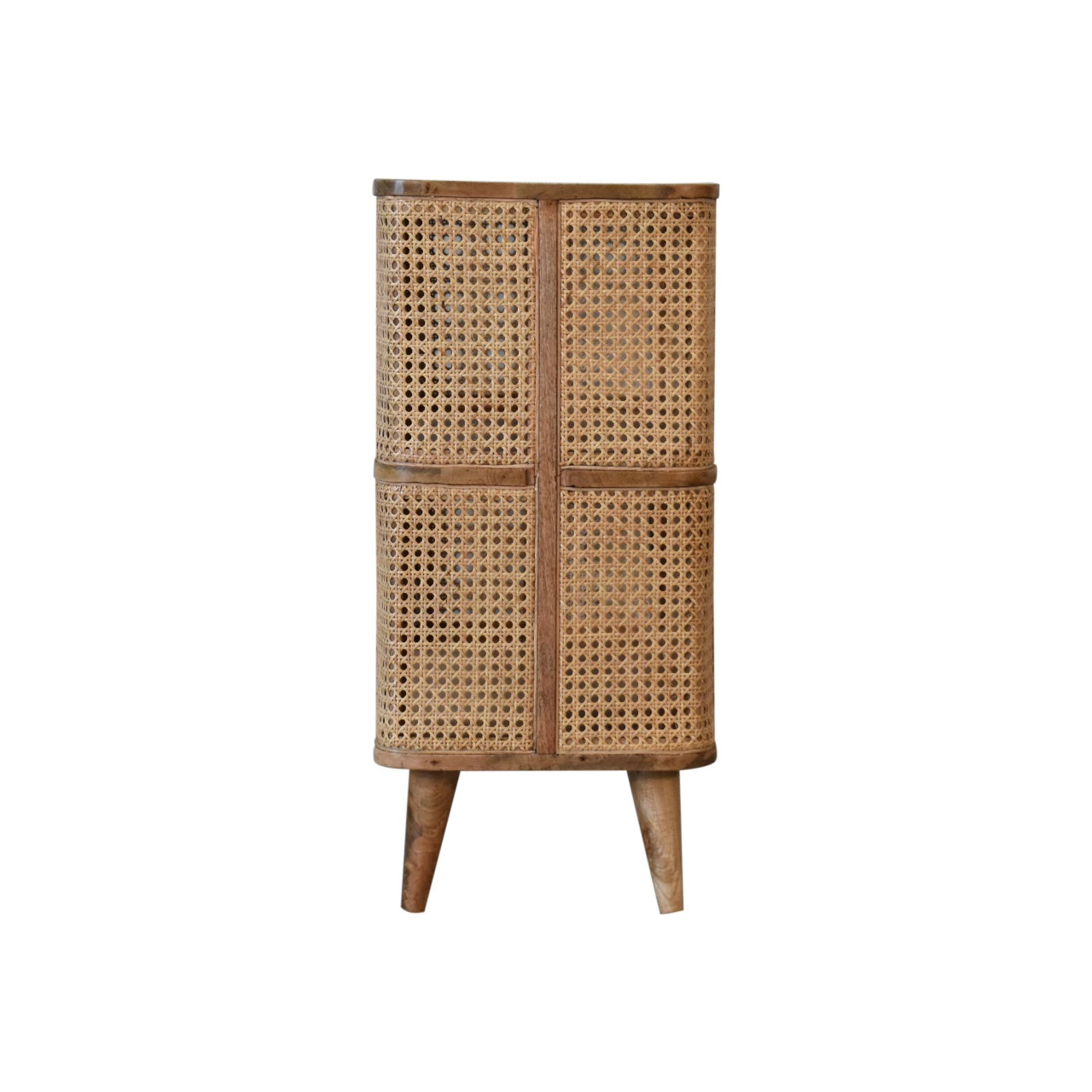 Larissa Open Cabinet Rattan & Mango Wood Bookcase Storage Unit - CasaFenix