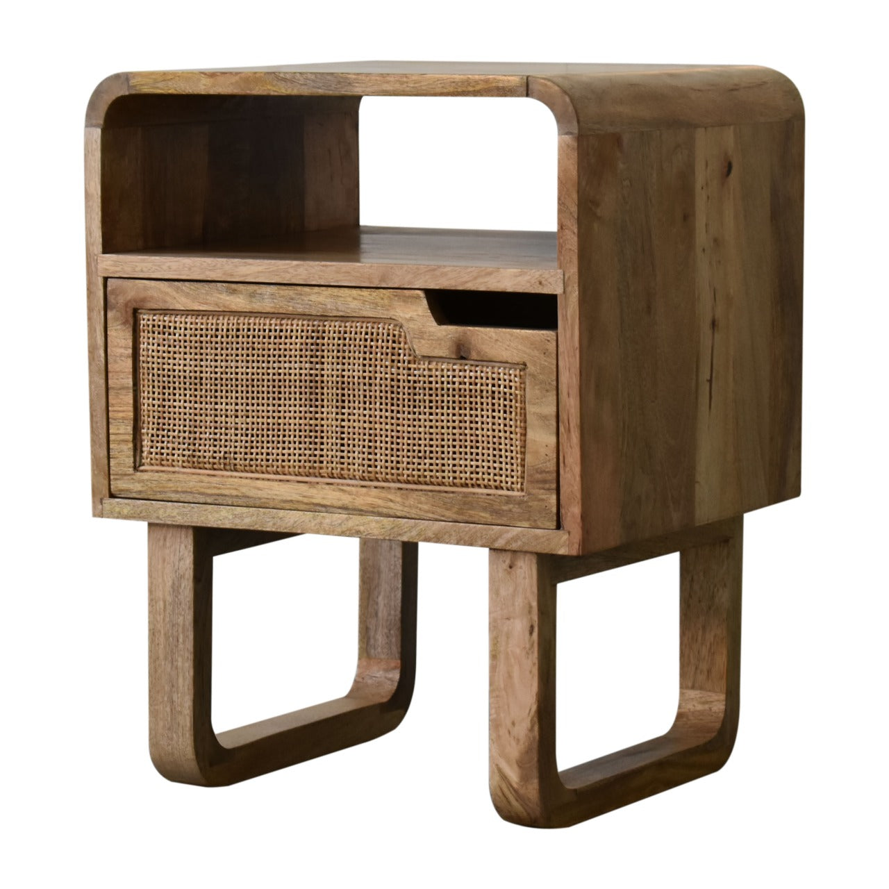 Tallin Bedside Table 1 Wicker Drawer Chest in Mango Wood - CasaFenix