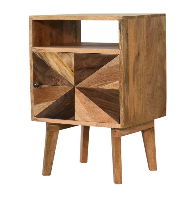 Safi Bedside Table 1 Multi Coloured Drawer Solid Mango Wood - CasaFenix