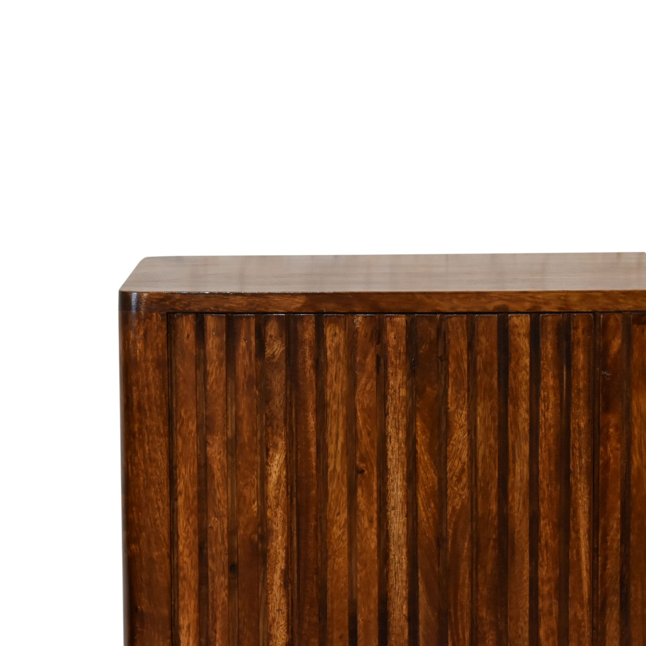 Reeve 2 Door Cabinet Ridged Nordic Design Solid Mango Wood Finished win Chestnut - CasaFenix