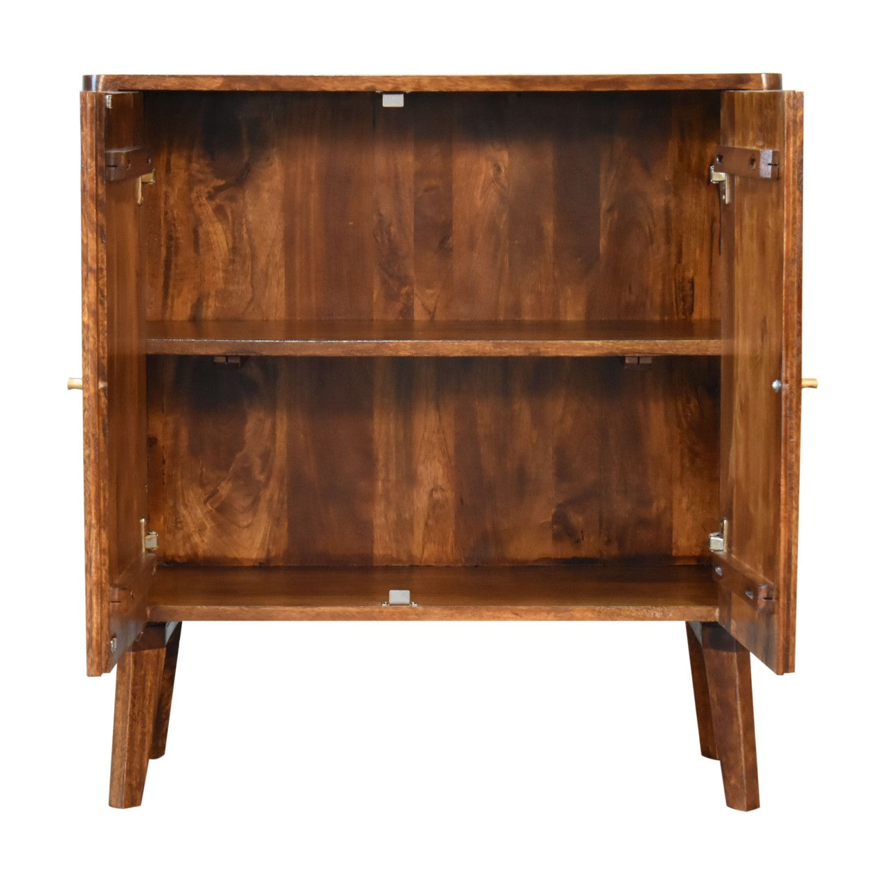 Reeve 2 Door Cabinet Ridged Nordic Design Solid Mango Wood Finished win Chestnut - CasaFenix