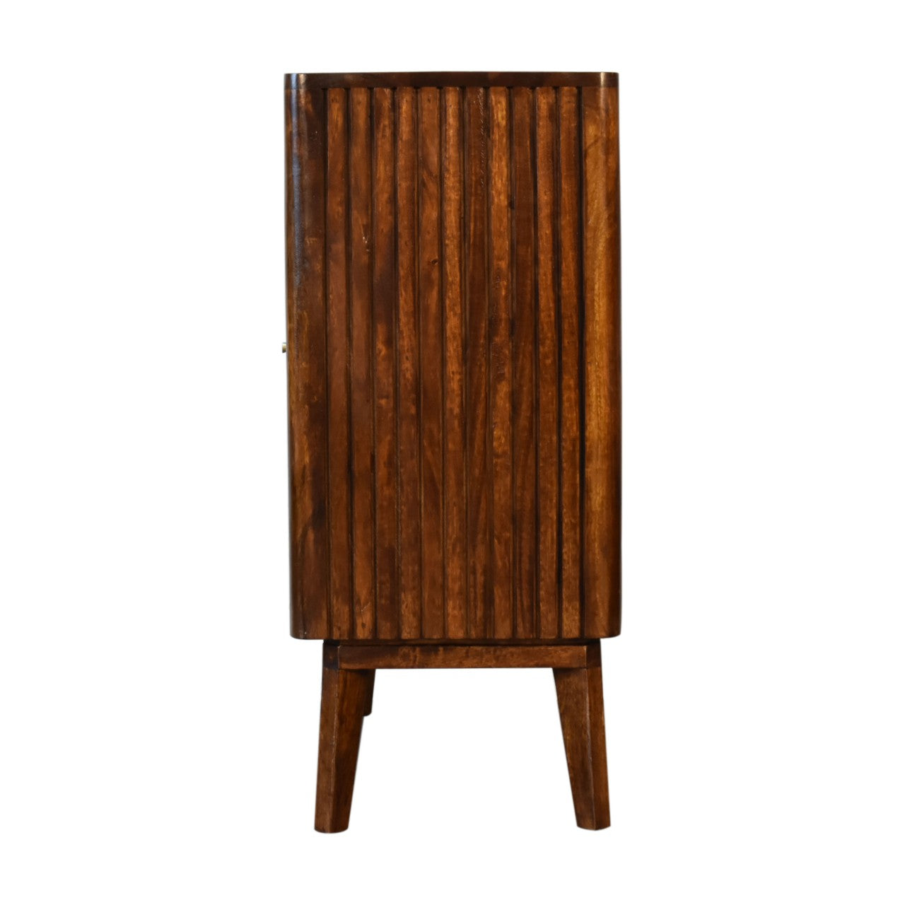 Reeve 2 Door Cabinet Ridged Nordic Design Solid Mango Wood Finished win Chestnut - CasaFenix