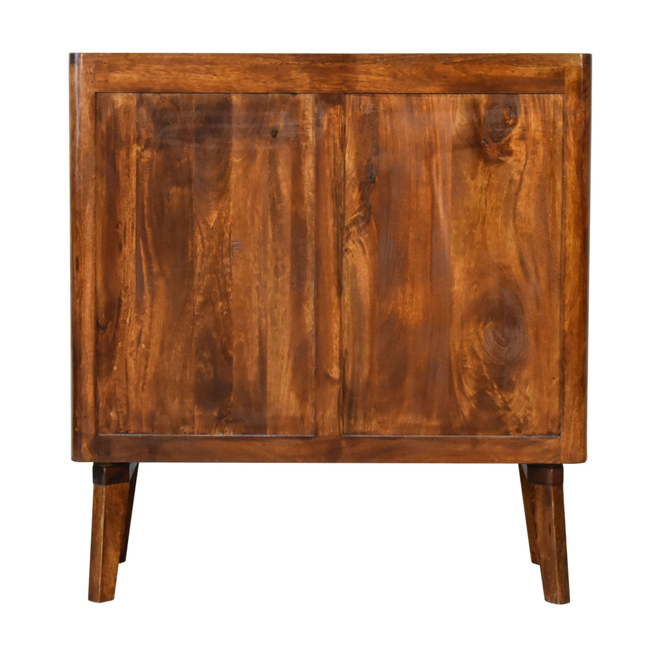 Reeve 2 Door Cabinet Ridged Nordic Design Solid Mango Wood Finished win Chestnut - CasaFenix