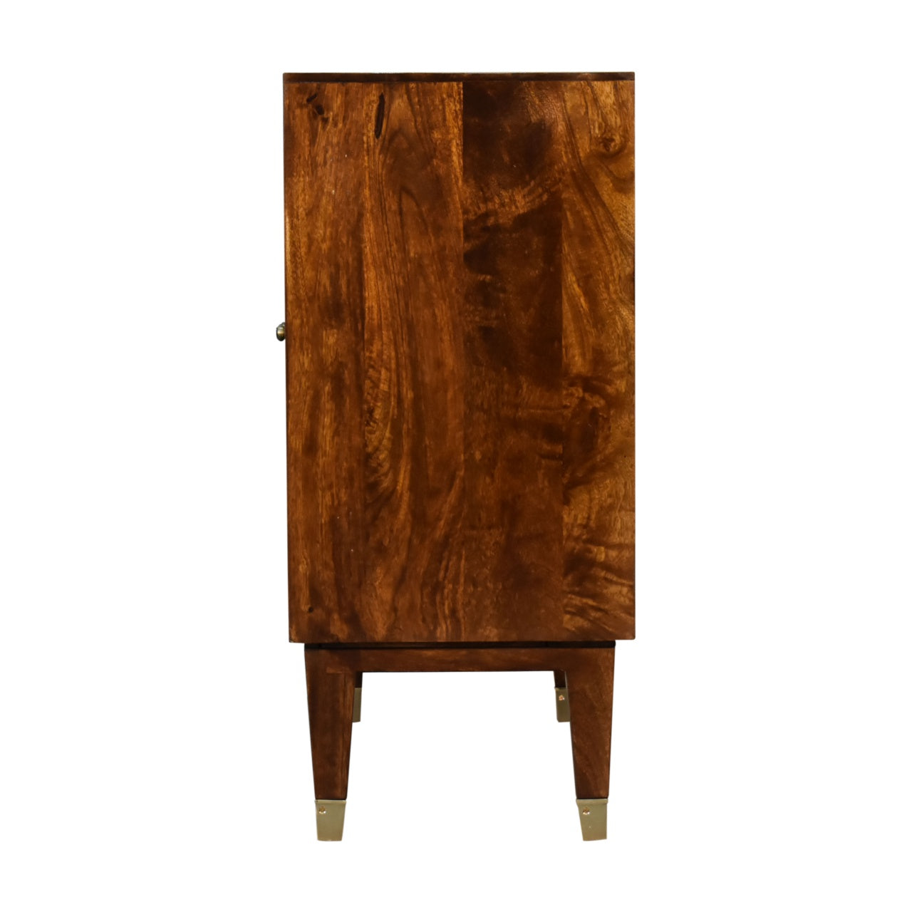 Eden 2 Door Gold Brass Fronted Cabinet Solid Mango Wood with a Chestnut - CasaFenix