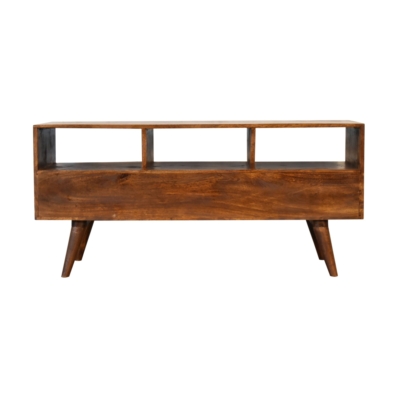 Chestnut Finish Nordic Style Large TV Unit with 3 Drawers - CasaFenix