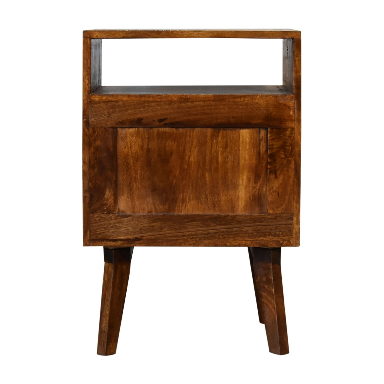 Samara 1 Door Bedside Table Chestnut Finish over Solid Mango Wood Bedside Cupboard - CasaFenix