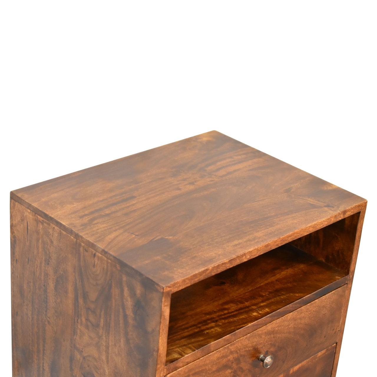 Classic Chestnut Finish 2 Drawer Bedside Chest Solid Mango Wood Table - CasaFenix