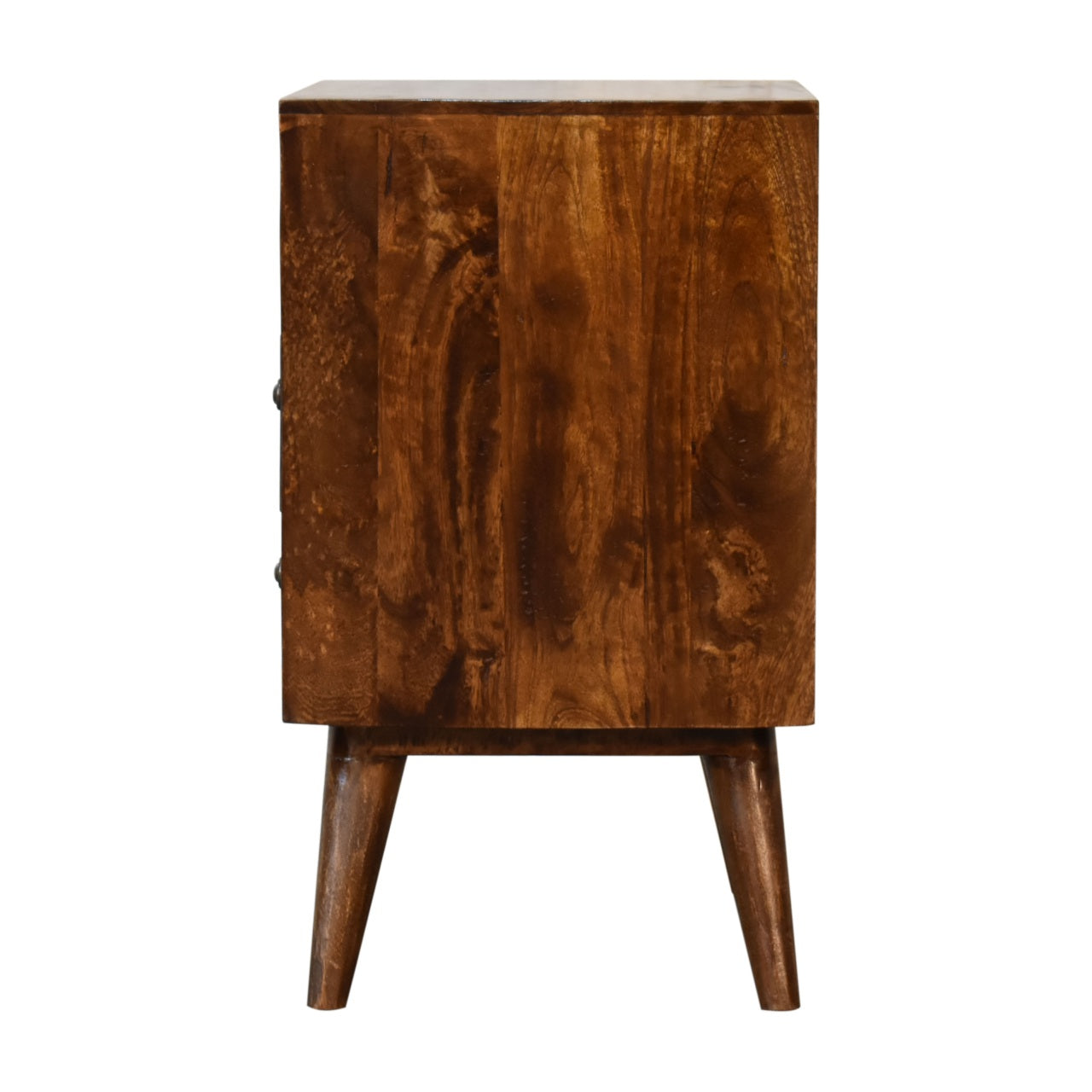 Classic Chestnut Finish 2 Drawer Bedside Chest Solid Mango Wood Table - CasaFenix