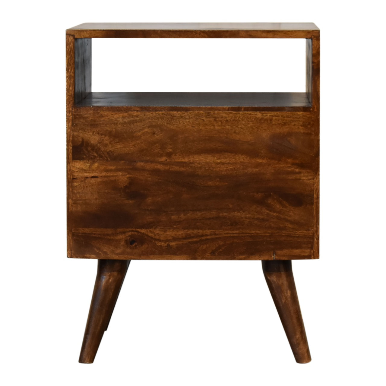 Classic Chestnut Finish 2 Drawer Bedside Chest Solid Mango Wood Table - CasaFenix