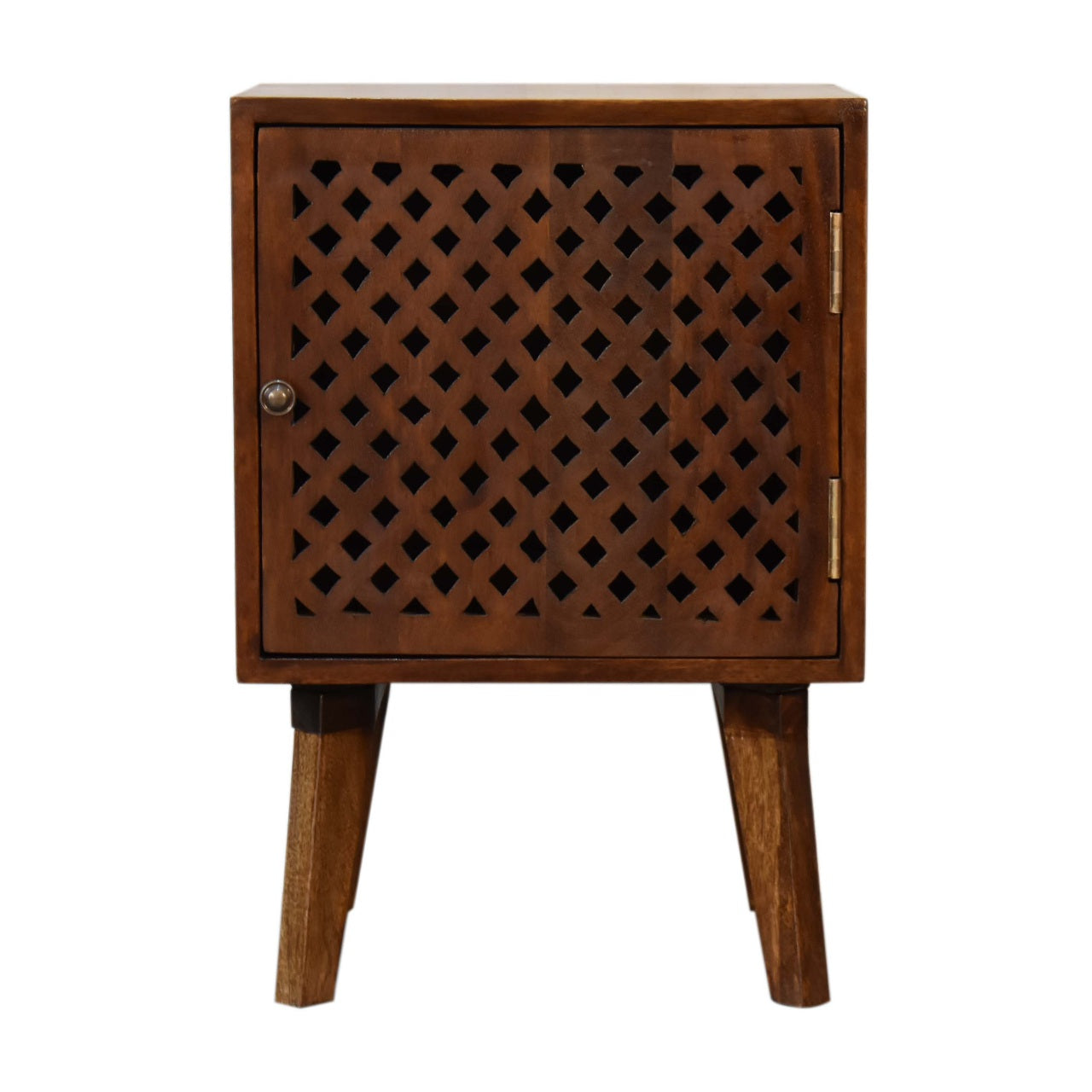 Arlo 1 Door Bedside Cabinet Solid Mango Wood with Chestnut Finish - CasaFenix