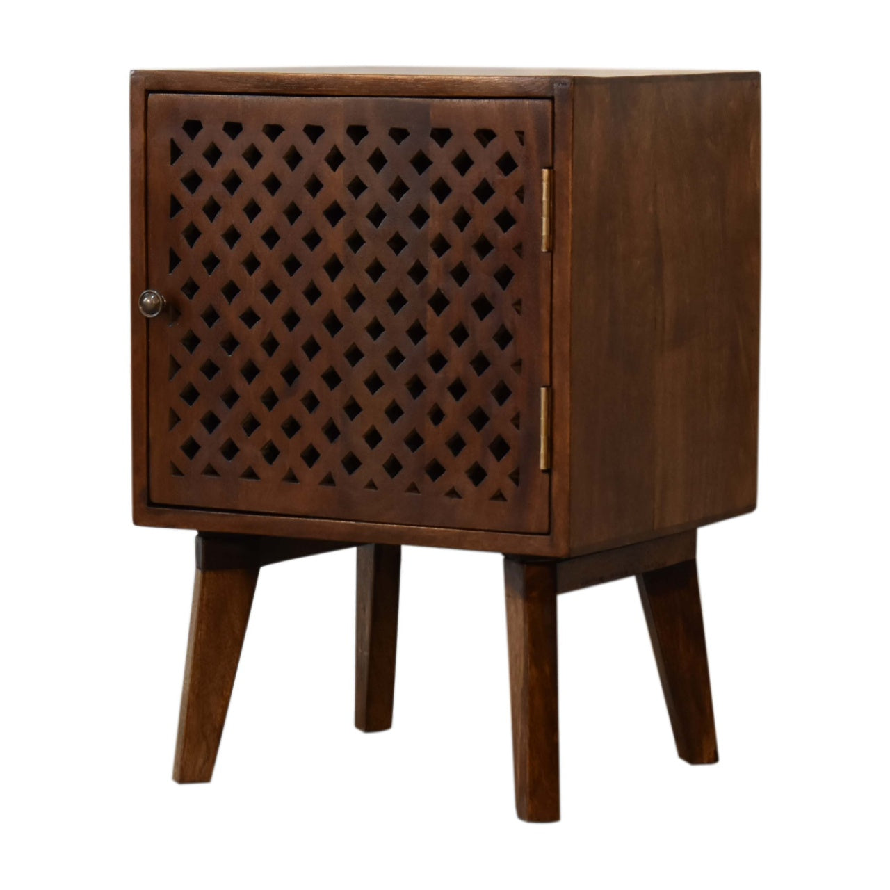 Arlo 1 Door Bedside Cabinet Solid Mango Wood with Chestnut Finish - CasaFenix