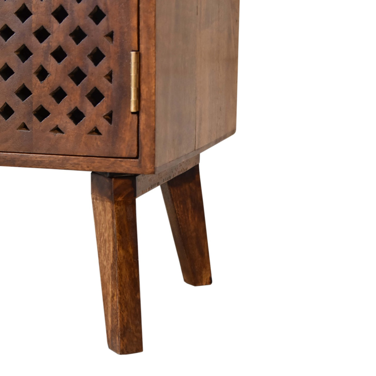 Arlo 1 Door Bedside Cabinet Solid Mango Wood with Chestnut Finish - CasaFenix