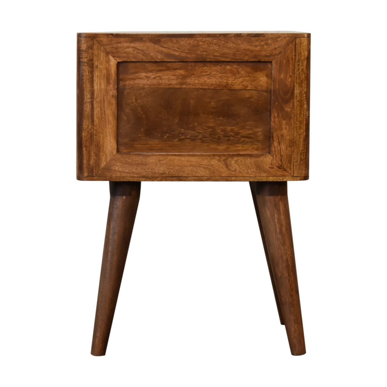 Chestnut Carved Arch Bedside Table 2 Drawer Chest made with Mango Wood - CasaFenix