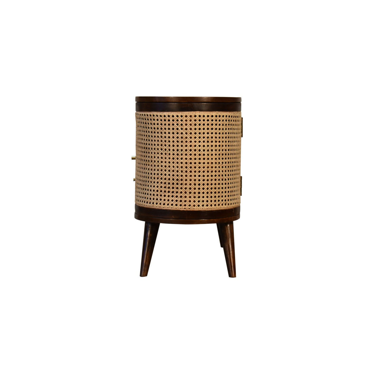 Chestnut Woven Media Unit Small TV Stand Rattan and Chestnut Finished Mango Wood - CasaFenix