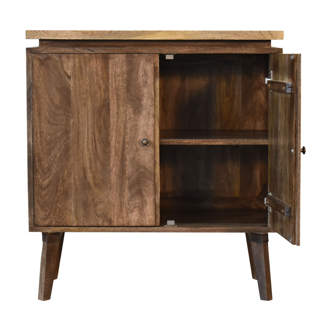 Platform 2 Door Cabinet Dark Finish Over Mango Wood - CasaFenix