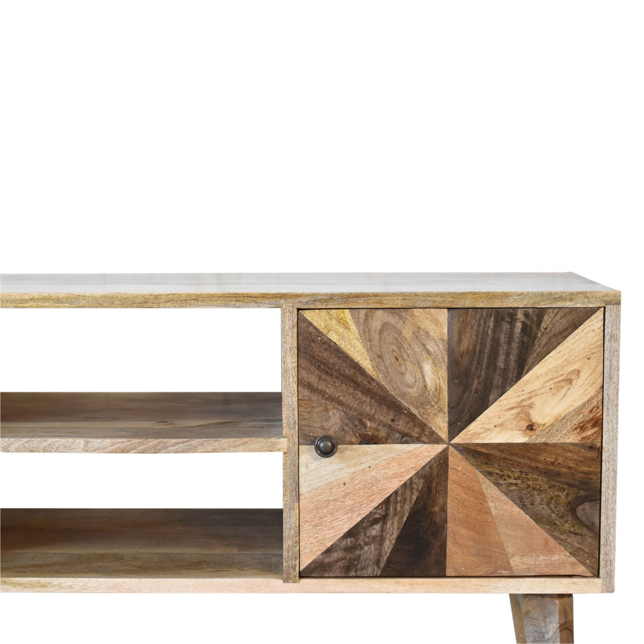 Safi Wide TV Stand Multi Coloured Mango Wood Media Unit Nordic Design - CasaFenix