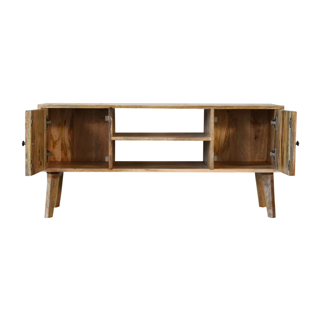 Safi Wide TV Stand Multi Coloured Mango Wood Media Unit Nordic Design - CasaFenix