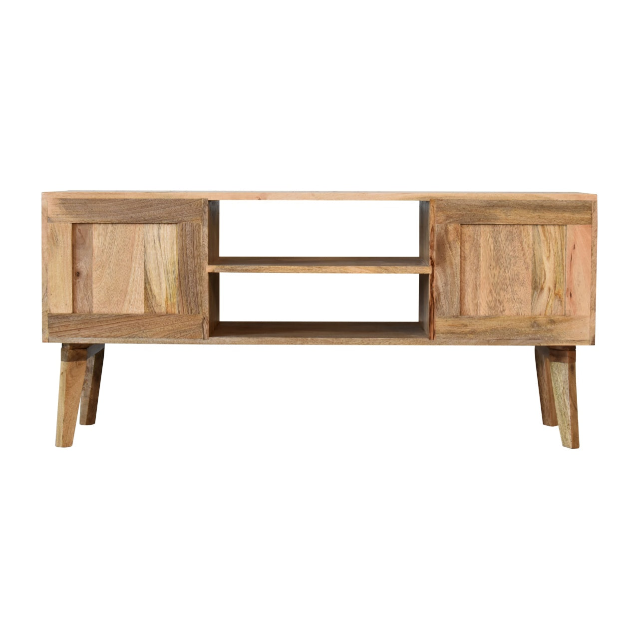 Safi Wide TV Stand Multi Coloured Mango Wood Media Unit Nordic Design - CasaFenix