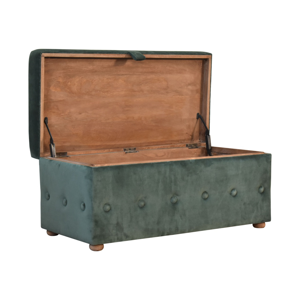 Emerald Green Lid-up Cotton Velvet Ottoman - CasaFenix