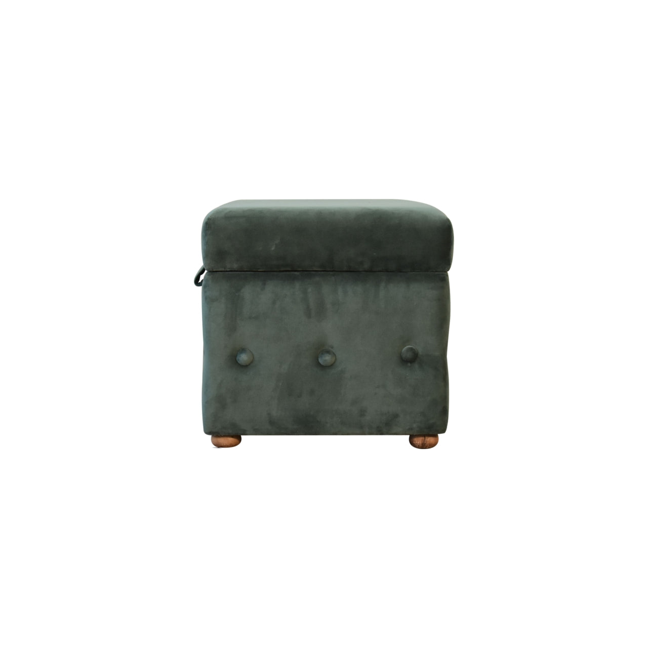 Emerald Green Lid-up Cotton Velvet Ottoman - CasaFenix