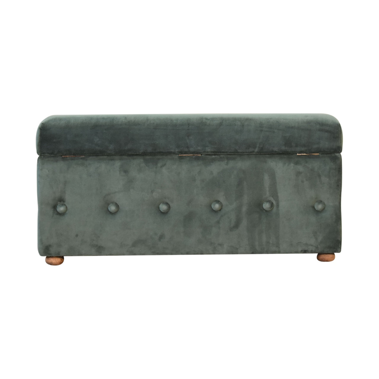 Emerald Green Lid-up Cotton Velvet Ottoman - CasaFenix