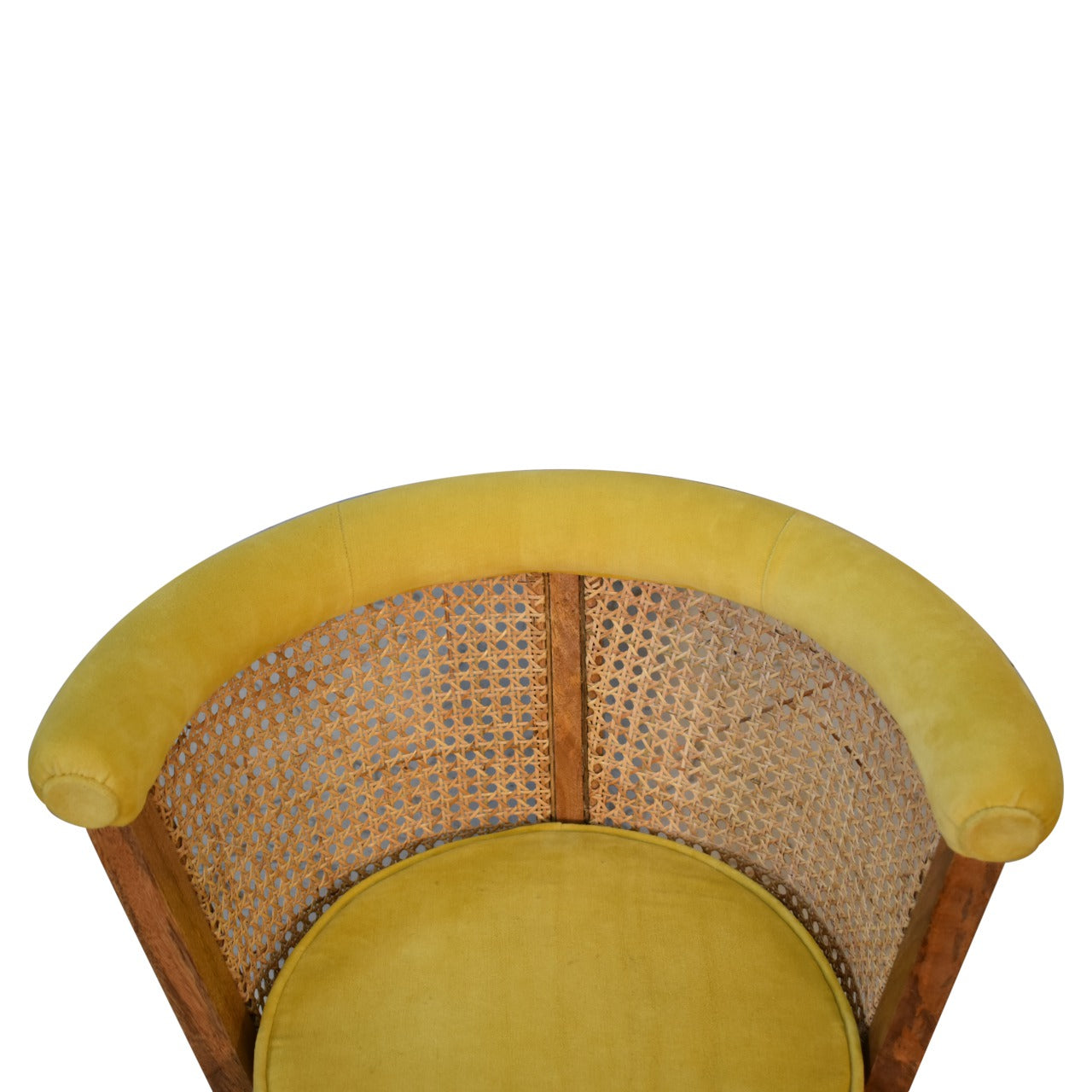 Mustard Yellow Cotton Velvet Nordic Rattan Bedroom Chair - CasaFenix
