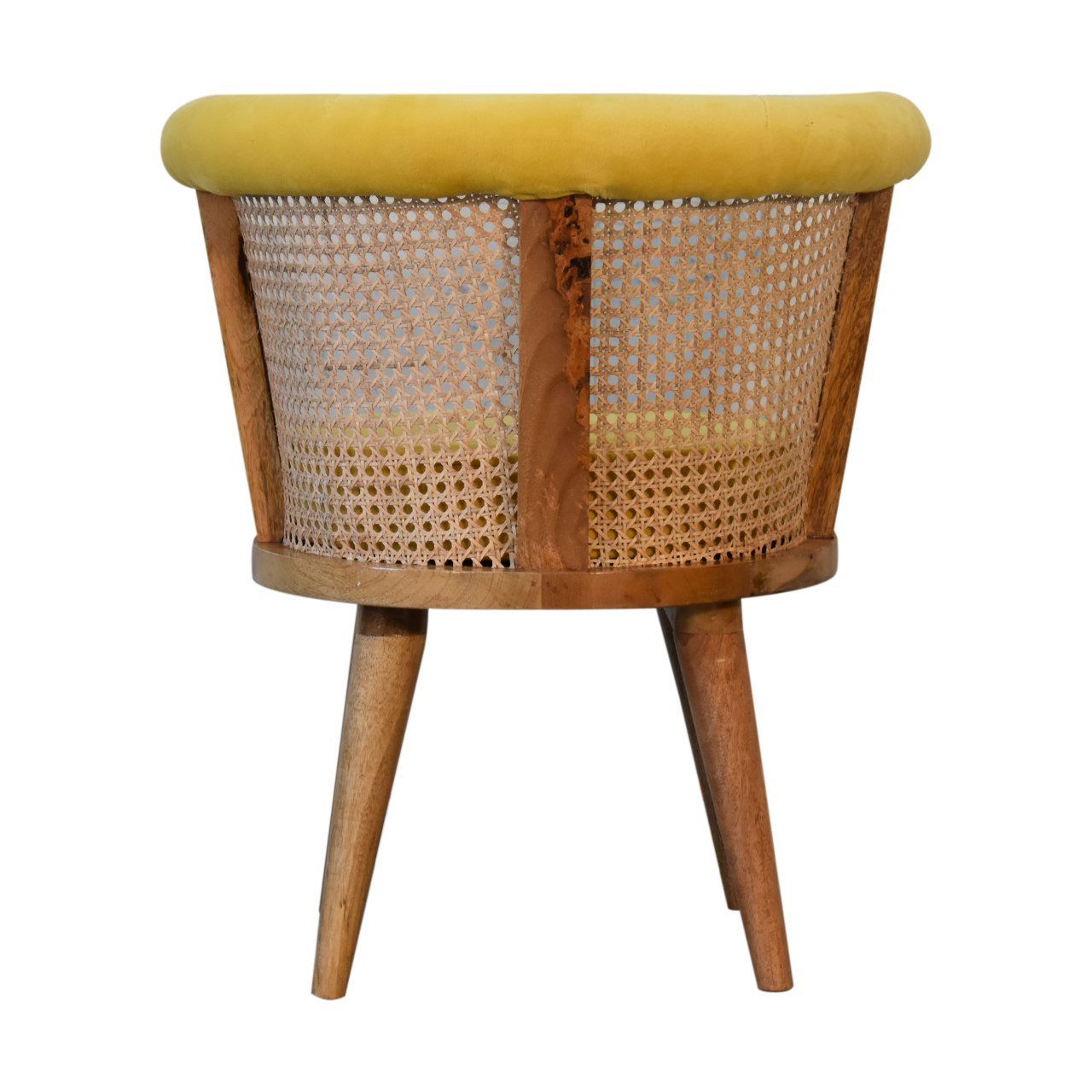 Mustard Yellow Cotton Velvet Nordic Rattan Bedroom Chair - CasaFenix